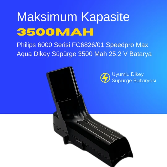 Philips 6000 Serisi FC6826/01 Speedpro Max Aqua Dikey Süpürge 3500 Mah 25.2 V Batarya – Orjinal Uyumlu Uzun Ömürlü, Maksimum Performans Pil ürün görseli 1