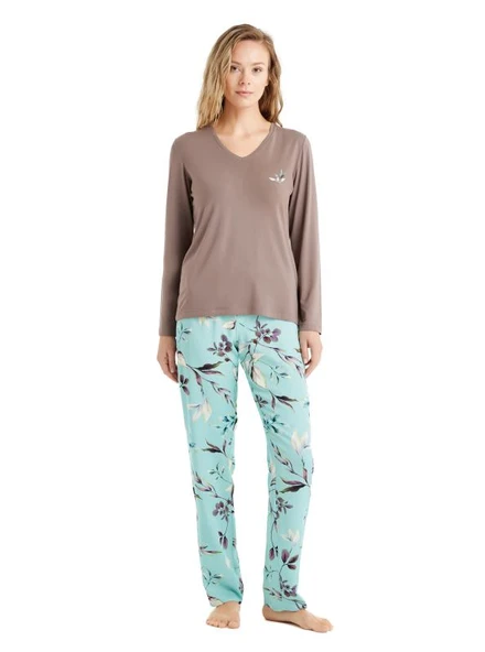 Blackspade 51661 Modal V Yaka Uzun Kollu Kadın Pijama Takımı ürün görseli 1