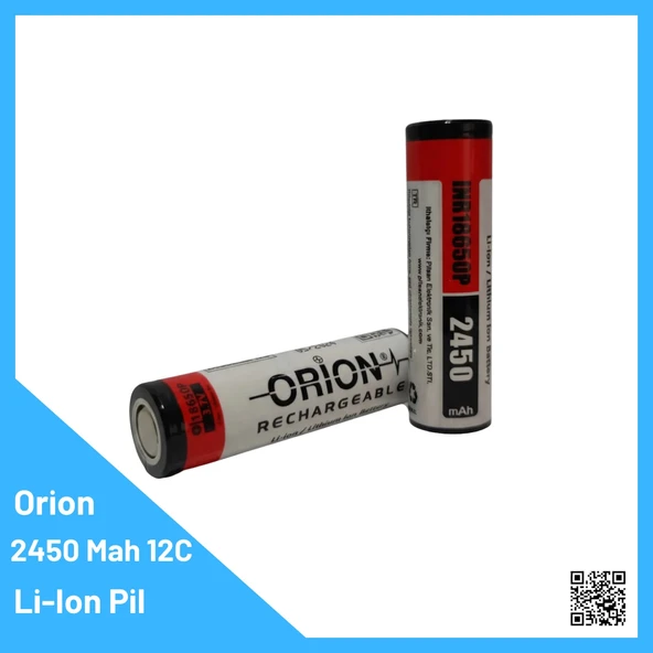 Orion 18650 2450mAh 12C Yüksek Deşarjlı Li-Ion Pil ürün görseli 1