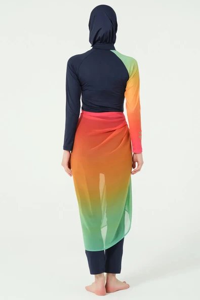Ombre Desenli Etek Pareo - Resim 5