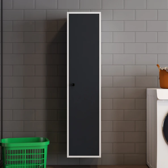 MİLA BANYO KİLERİ ÇOK AMAÇLI DOLAP BANYO DOLABI DUVARA MONTE BEYAZ & ANTRASİT ürün görseli 1