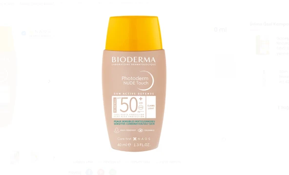 Bioderma Photoderm Nude Touch SPF50+ Light 40 ml ürün görseli 1