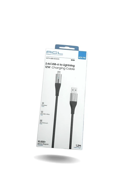 ACL 2.4A Apple  Uyumlu Hızlı Usb Lightning Sarj Kablosu 12W - 1.2M Ledli ürün görseli 1