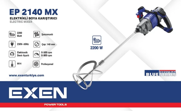 EXEN EP 2140 MX - 2200W 140mm Elektrikli Boya Karıştırıcı Makina ürün görseli 1