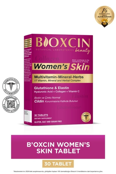 Bioxcin Women's Skin 30 Tablet - Glutatyon, Elastin, Biotin, Çinko, Kolajen, Hya Asit, Magnezyum, Cilt Vitamini ürün görseli 1