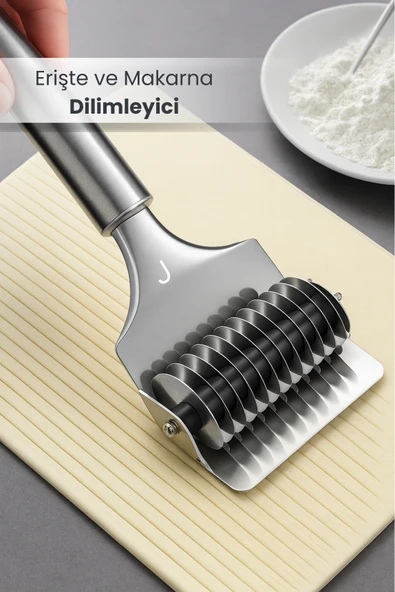 Erişte Ve Makarna Dilimleyici - Paslanmaz Çelik - Pratik Hamur Kesme Aparatı - 9 Bıçaklı ürün görseli 1