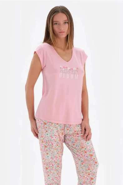 Eros 33510 Pamuklu Kısa Kollu V Yaka Kadın Pijama Takımı ürün görseli 1