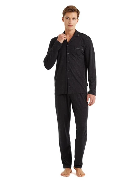 Blackspade 40571 Modal Uzun Kollu Önden Düğmeli Erkek Pijama Takımı ürün görseli 1