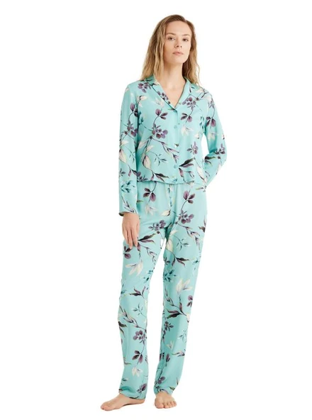 Blackspade 51662 Dokuma Uzun Kollu Kadın Gömlek Pijama Takımı ürün görseli 1