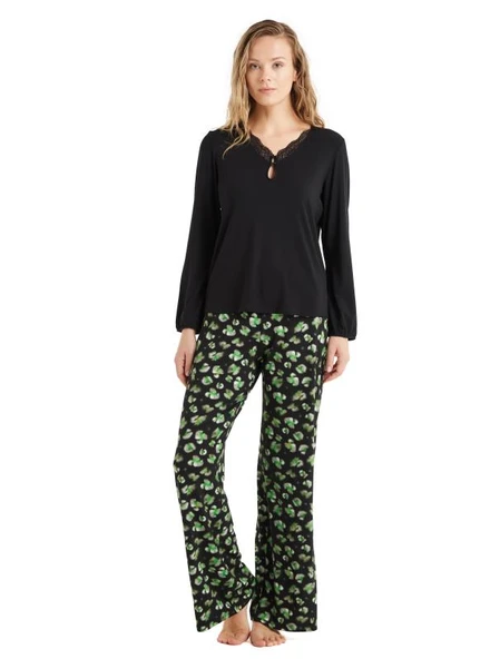 Blackspade 60507 Dantel Detaylı Uzun Kollu Kadın Pijama Takımı ürün görseli 1