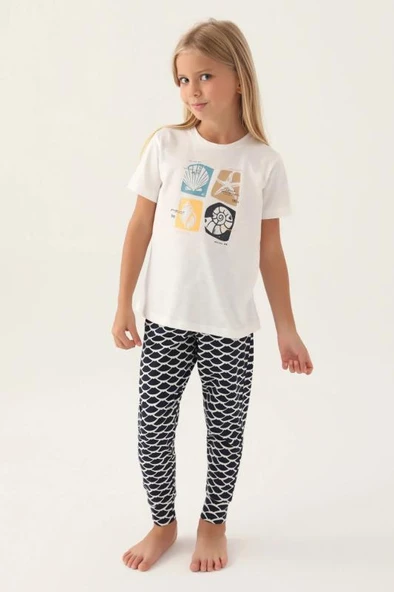 Arnetta 2871 Pamuklu Anne Kız Kısa Kollu Kız Çocuk Pijama Takımı ürün görseli 1