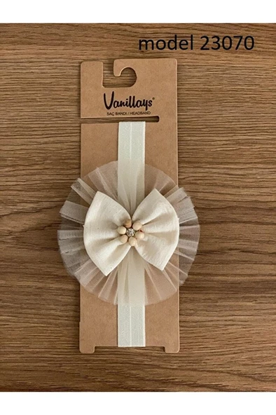 Krem Fiyonk Bebek Bandana Saç Aksesuar 23070 ürün görseli 1