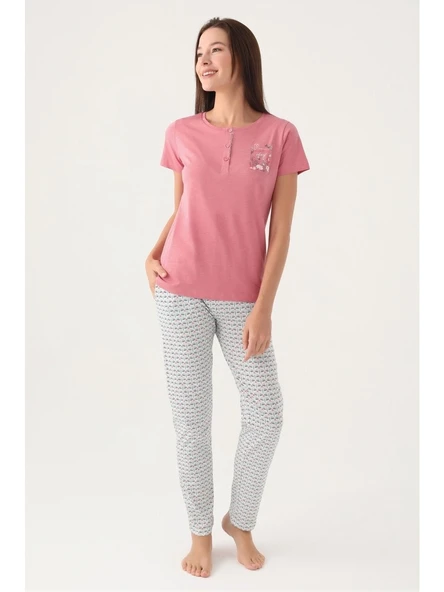 Arnetta 2882 Pamuklu Kısa Kollu Patlı Battal Kadın Pijama Takımı ürün görseli 1