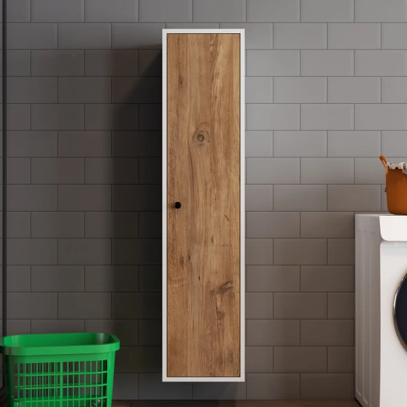 MİLA BANYO KİLERİ ÇOK AMAÇLI DOLAP BANYO DOLABI DUVARA MONTE BEYAZ & CEVİZ ürün görseli 1