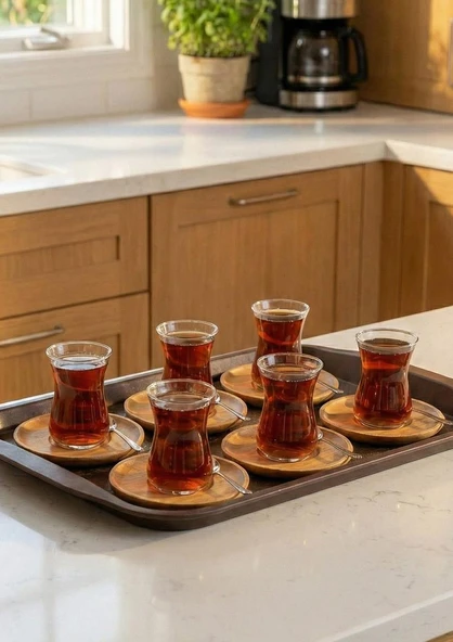 Bambu Çay Tabağı Seti - 6 Parça, 10 CM - Resim 3