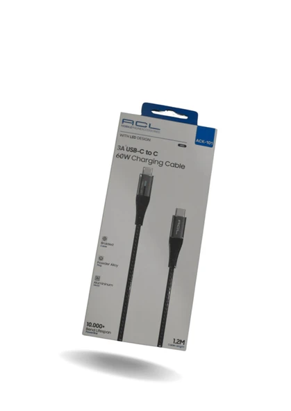 ACK-101 60W TYPE-C to TYPE C ŞARJ KABLOSU - Metal ve Işıklı - Original ürün görseli 1