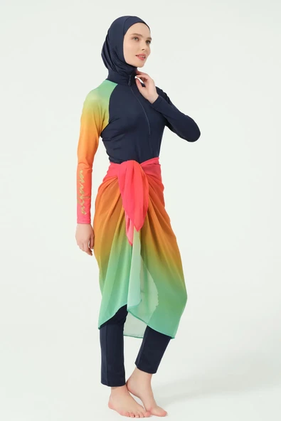 Ombre Desenli Etek Pareo - Resim 4