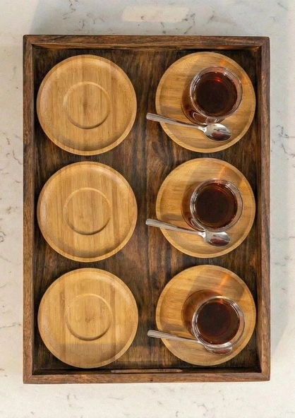 Bambu Çay Tabağı Seti - 6 Parça, 10 CM - Resim 2