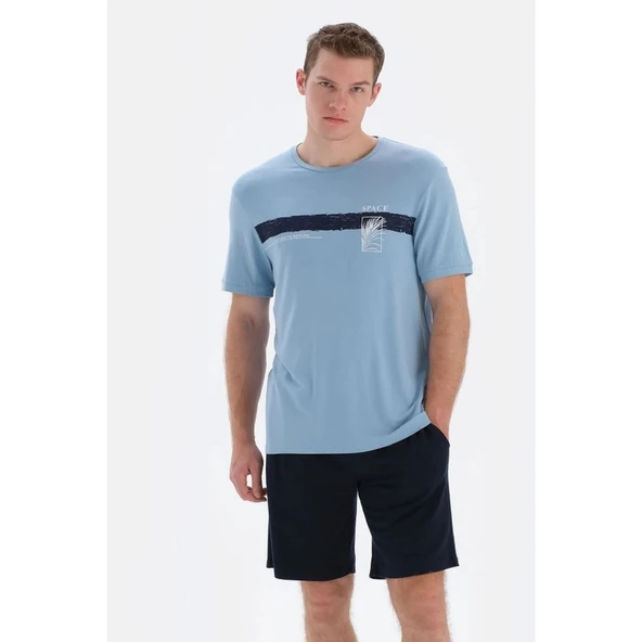 Eros 33052 Pamuklu Kısa Kollu Erkek Şortlu Pijama Takımı ürün görseli 1