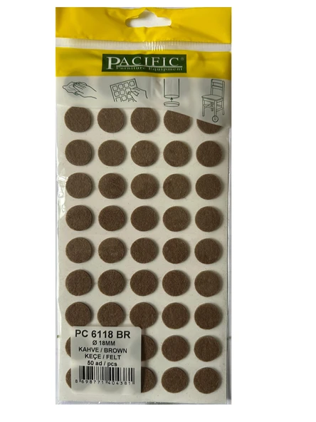 Pacific Yapışkanlı Mobilya Masa Sandalye Altı Zemin Ayak Koruyucu Kaydırmaz Keçe 18 mm - 50 Adet ürün görseli 1