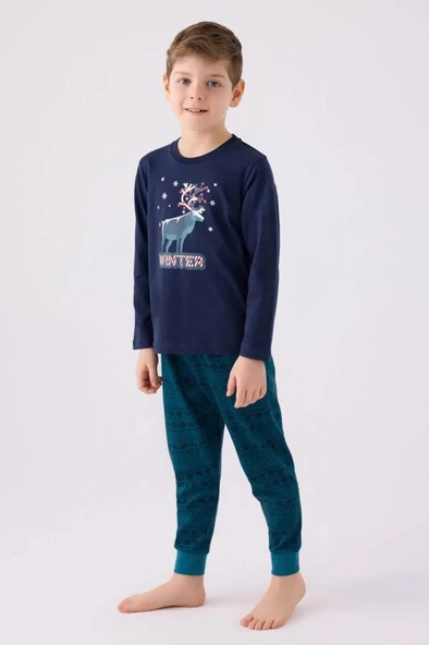 Roly Poly 3135 Uzun Kollu Pamuklu Erkek Çocuk Pijama Takımı ürün görseli 1