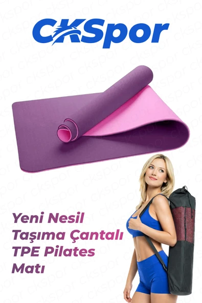 6 mm TPE Kaymaz Pilates Yoga Matı 180x60 cm Taşıma Çantalı Profesyonel Spor Matı – Özel Seri ürün görseli 1