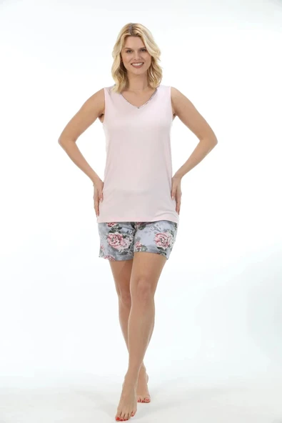 Etoile Kadın Battal Bambu Sıfır Kol Şort Takım Pijama 70059B ürün görseli 1