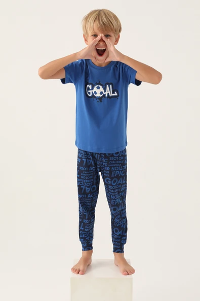Roly Poly 3344 Pamuklu Kısa Kollu Erkek Garson Pijama Takımı ürün görseli 1