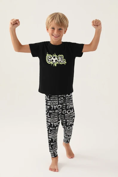 Roly Poly 3344 Pamuklu Kısa Kollu Erkek Çocuk Pijama Takımı ürün görseli 1