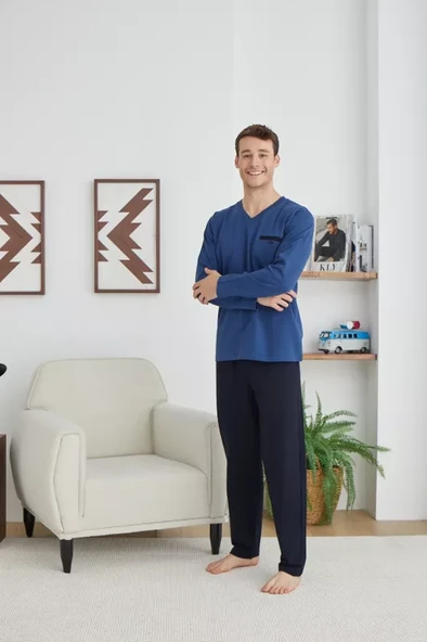 Kly V.Yaka Uzun Kol Erkek  Pijama Takım 8033 ürün görseli 1