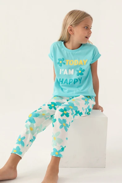 Roly Poly 3394 Pamuklu Anne Kız Garson Kısa Kollu Pijama Takımı ürün görseli 1