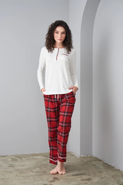 PJS 24561 KADIN EKOSE PİJAMA TAKIMI ürün görseli 1