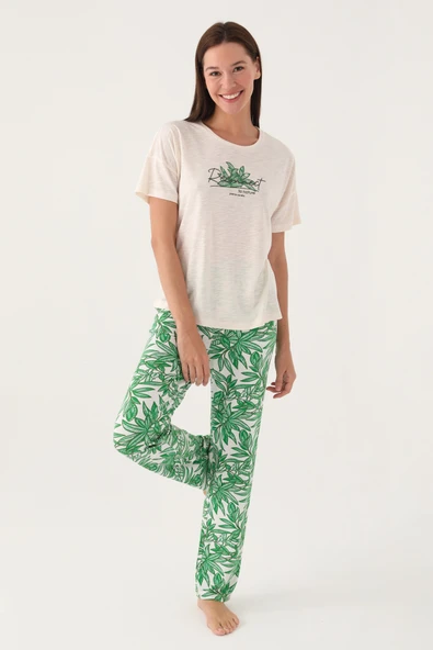 Pierre Cardin 8804 Pamuklu Kısa Kollu Kadın Pijama Takımı ürün görseli 1