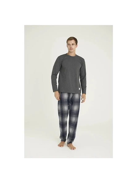 Erkek Uzun Kollu Ekoseli Pijama Takımı ürün görseli 1