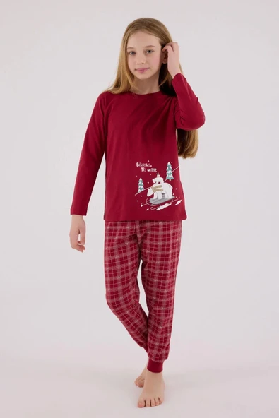Arnetta Kız Çocuk Garson Boy Uzun Kollu Pijama Takımı 3445-G ürün görseli 1