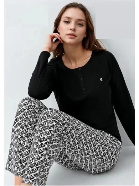 Pierre Cardin Kadın Siyah Pijama Takımı 9069-X ürün görseli 1