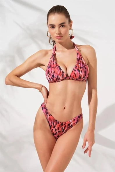 Pierre Cardin Dudi Kaplı Üçgen Dolgulu Bikini Takım Leopar ürün görseli 1