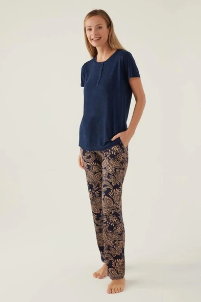 Pierre Cardin 8796 Kısa Kollu Battal Kadın Pijama Takımı ürün görseli 1