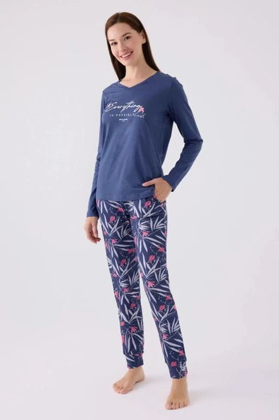 Pierre Cardin 8902 Pamuklu Uzun Kollu Kadın Pijama Takımı ürün görseli 1