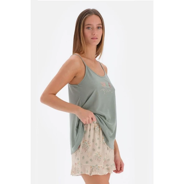 Eros 33552 Pamuklu İp Askılı Kadın Şortlu Pijama Takımı ürün görseli 1