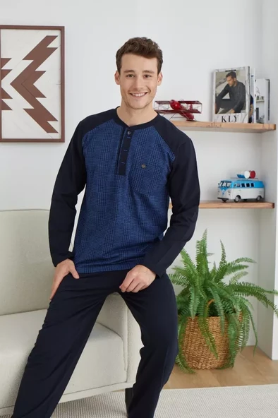 Kly Midi Yaka Uzun Kol Erkek  Pijama Takım 8032 ürün görseli 1
