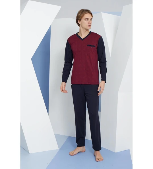 Kly V Yaka Büyük Beden Pijama Takımı 9260-1 ürün görseli 1