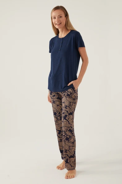 Pierre Cardin 8796 Kısa Kollu Patlı Kadın Pijama Takımı ürün görseli 1