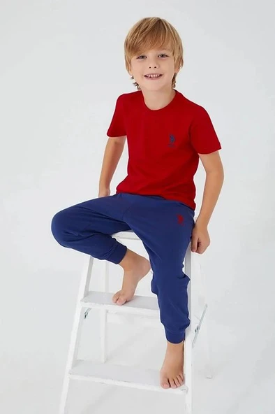 U.S Polo 1352 Pamuklu Kısa Kollu Erkek Garson Pijama Takımı ürün görseli 1