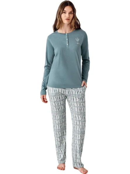 Arnetta KadınBüyük Beden Yeşil Pijama Takımı 3406-X ürün görseli 1