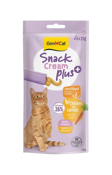 Gimcat Snack Cream Sterilised Tavuklu - Havuçlu Kedi Ödülü 6x15gr ürün görseli 1