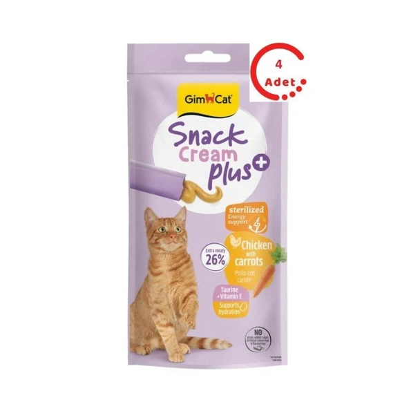 Gimcat Snack Cream Sterilised Tavuklu - Havuçlu Kedi Ödülü 6x15gr x 4 Adet ürün görseli 1