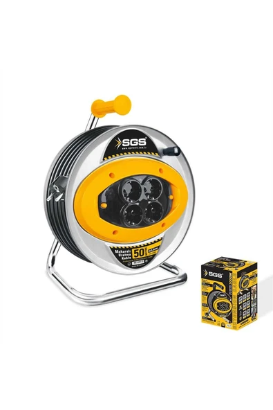 SGS2113 50 Metre Metal Makaralı Uzatma Kablosu 3X2,5 Kablo ürün görseli 1