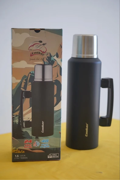 Cooker 1.5 Litre Kulplu Çelik Termos - Resim 3