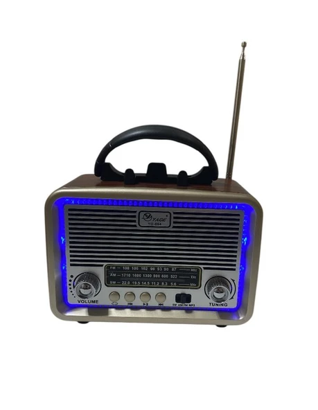 3 Bant Nostajik Usb Bluetooth Ledli Radyo 3914 ürün görseli 1
